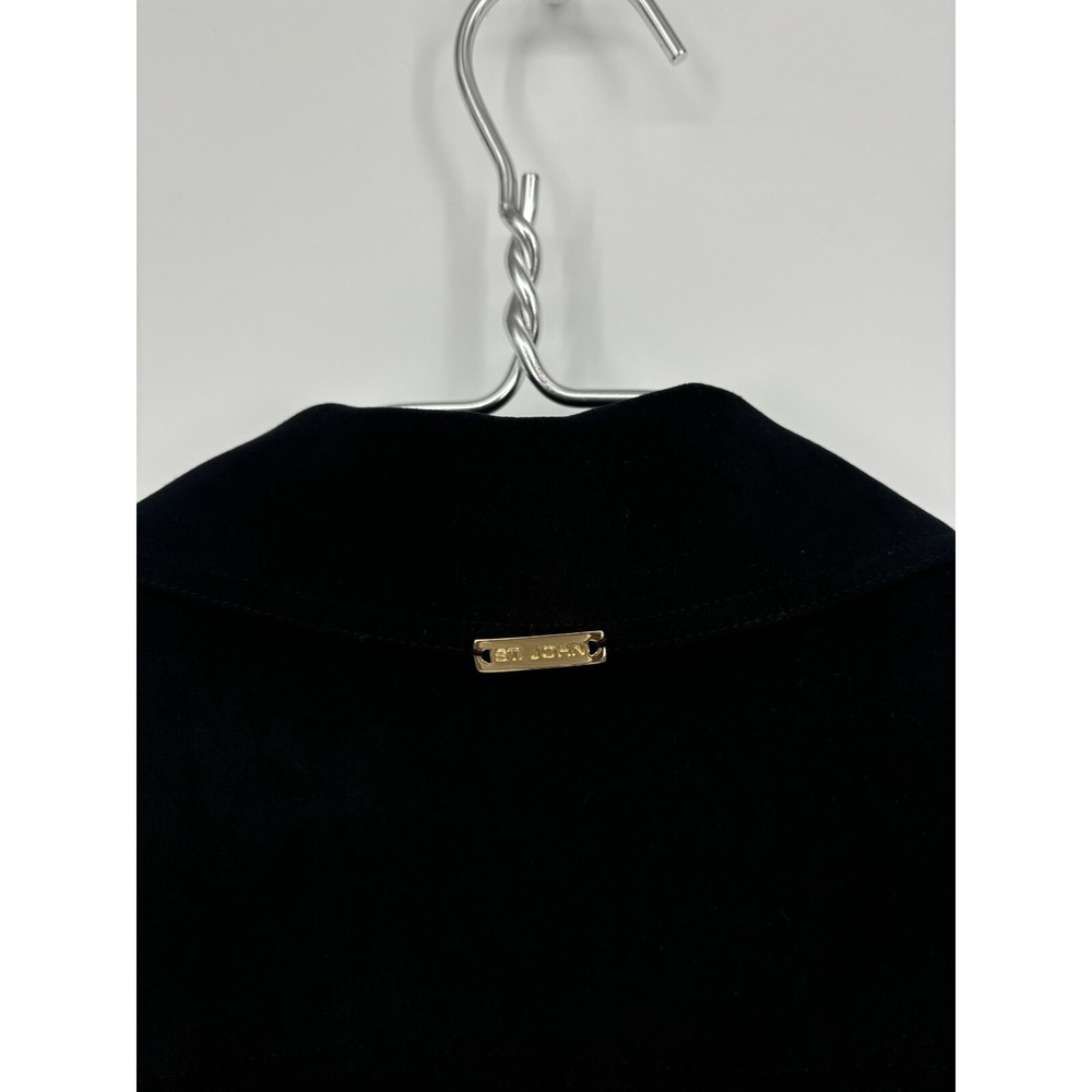 St. John Sport Blouse Womens P 2 Black Button Up Soft Pockets Faux Suede Shirt - Picture 6 of 9